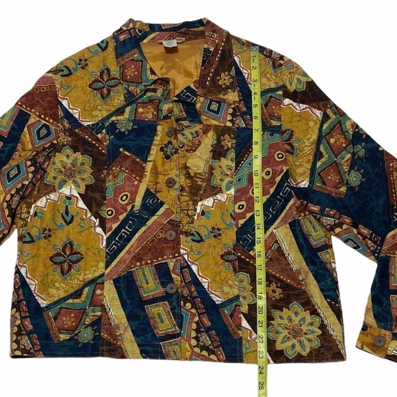 COLDWATER Creek Printed Button Down Jacket Large - Picture 6 of 11